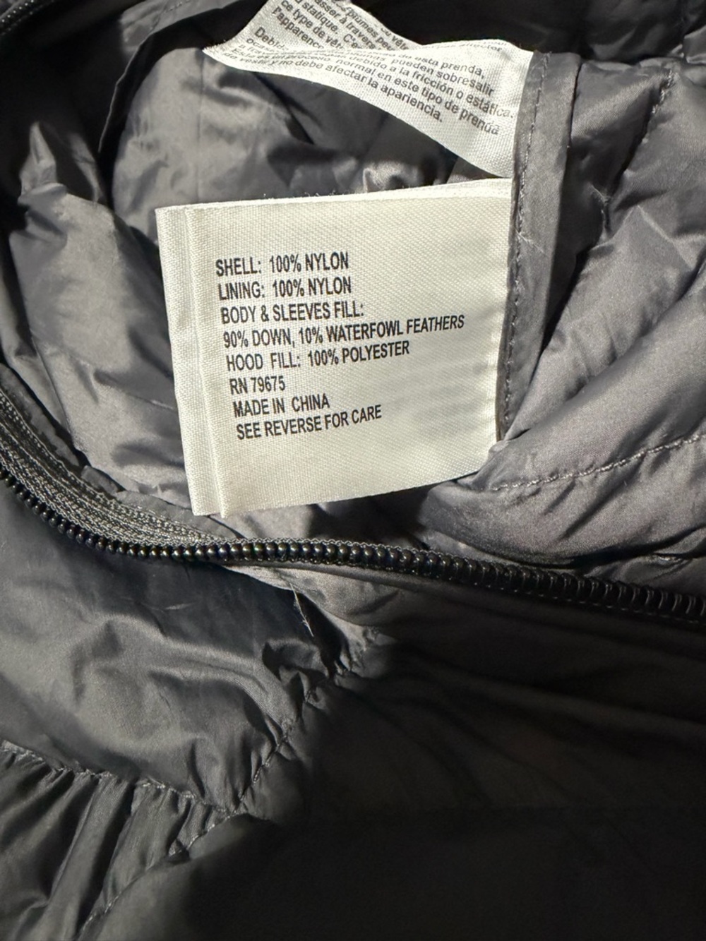 Michael Kors Packable PufferJacket Large Gray Hooded Lightweight Travel Coat - Picture 3 of 4